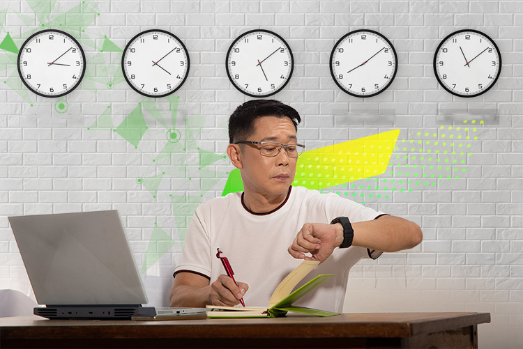 a man looking at his watch