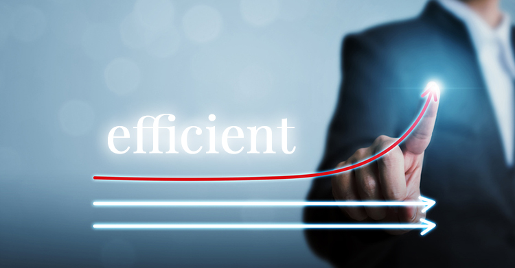 Businessman pointing to an arrow moving up
