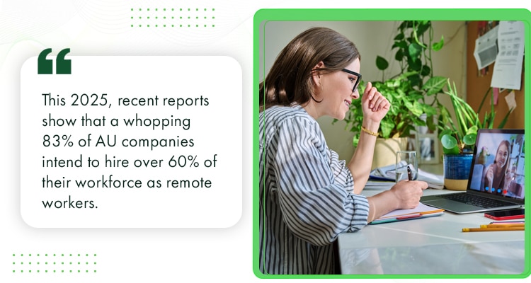 An Australian business owner reading about remote work major roles in 2025. 